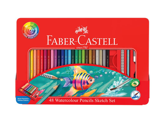 Faber Watercolour Pencils Sketch Set Tin 48 - theartshop.com.au