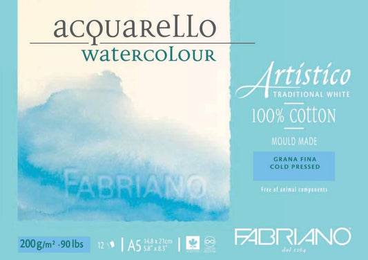 Fabriano Artistico W/C Pad 200gsm C/P A5 - theartshop.com.au