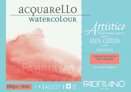 Fabriano Artistico W/C Pad 200gsm HP A5 - theartshop.com.au