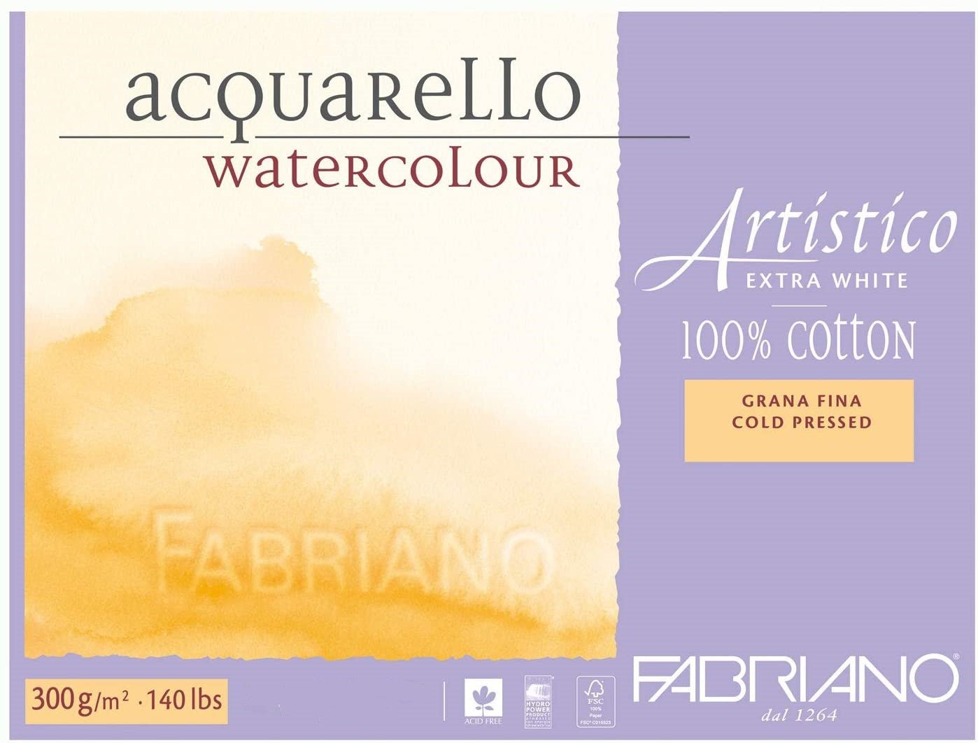 Fabriano Watercolour Block Extra White 300gsm Cold Pressed 23 x 30.5cm 20 Sheet - theartshop.com.au