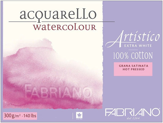 Fabriano Watercolour Block Extra White 300gsm Hot Pressed 18 x 26cm 20 Sheet - theartshop.com.au