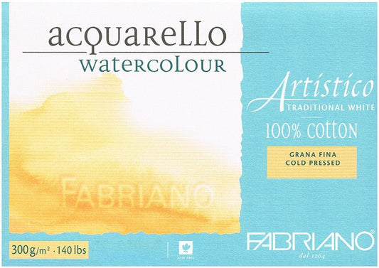 Fabriano Watercolour Block Natural White 300gsm Cold Pressed 23 x 30.5cm 20 Sheet - theartshop.com.au
