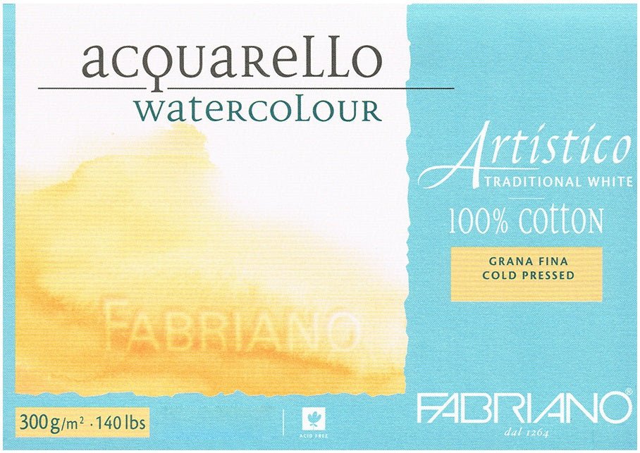 Fabriano Watercolour Block Natural White 300gsm Cold Pressed 35.5 x 51cm 15 Sheet - theartshop.com.au