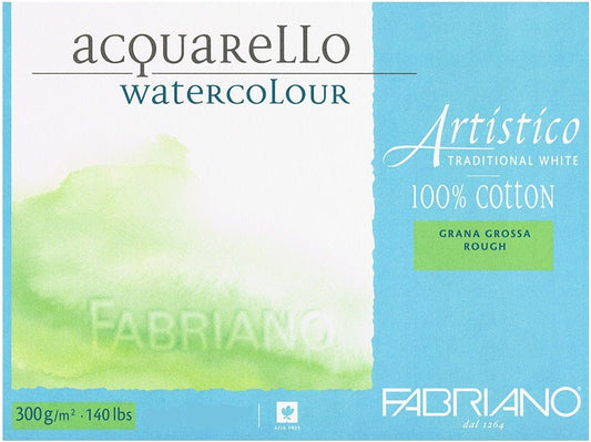 Fabriano Watercolour Block Natural White 300gsm Rough 18 x 26cm Sheet - theartshop.com.au