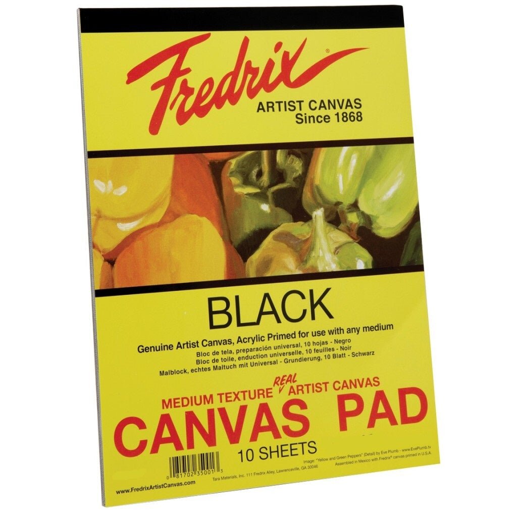 Fredrix Canvas Pad Black 12 x 16" 10 Sheets - theartshop.com.au