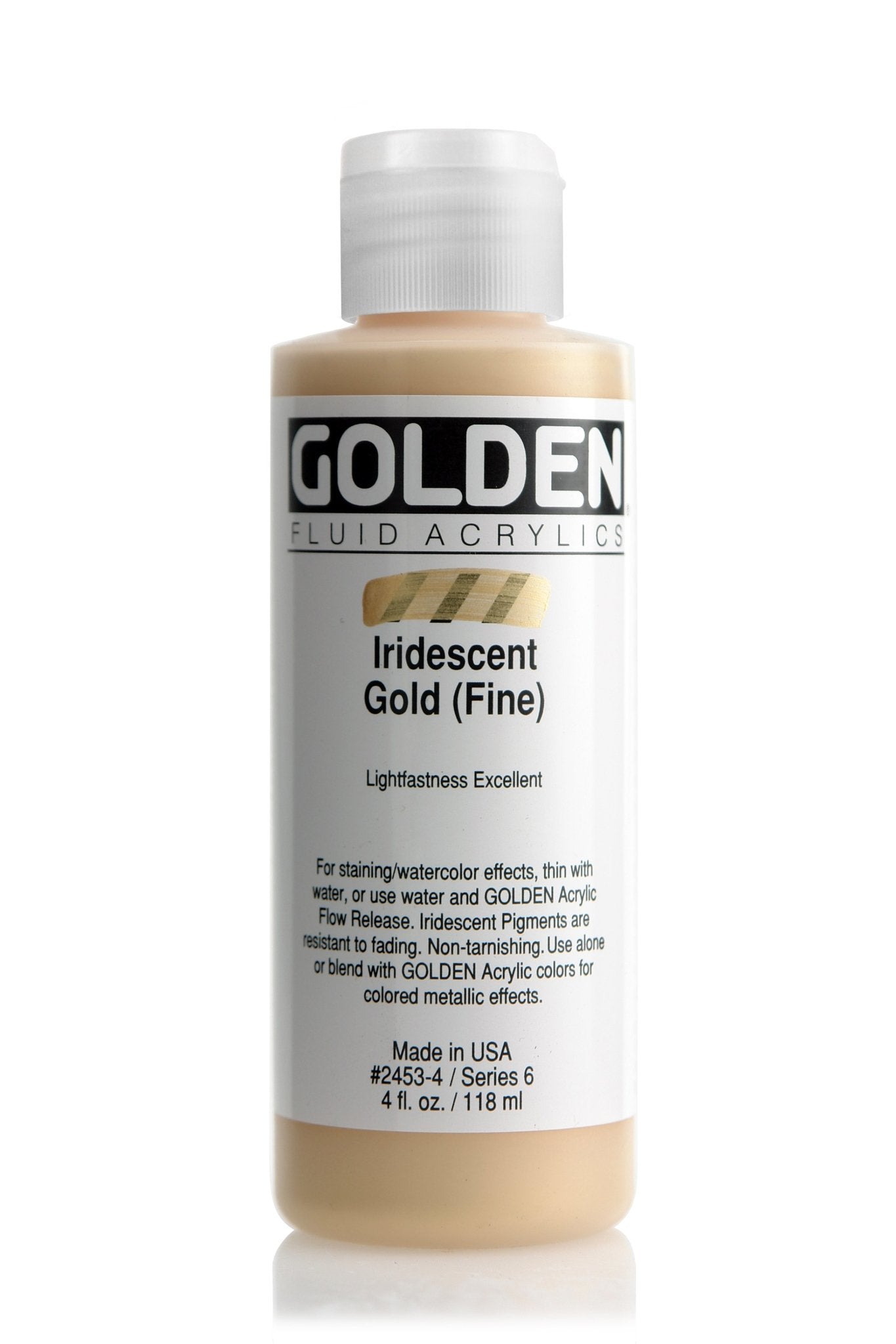 Golden Fluid Acrylic 118ml Iridescent Gold (fine) - theartshop.com.au