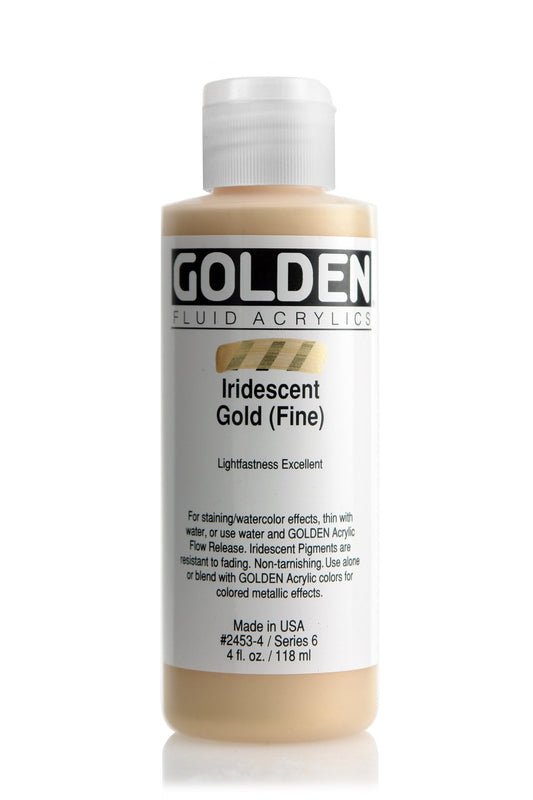 Golden Fluid Acrylic 118ml Iridescent Gold (fine) - theartshop.com.au