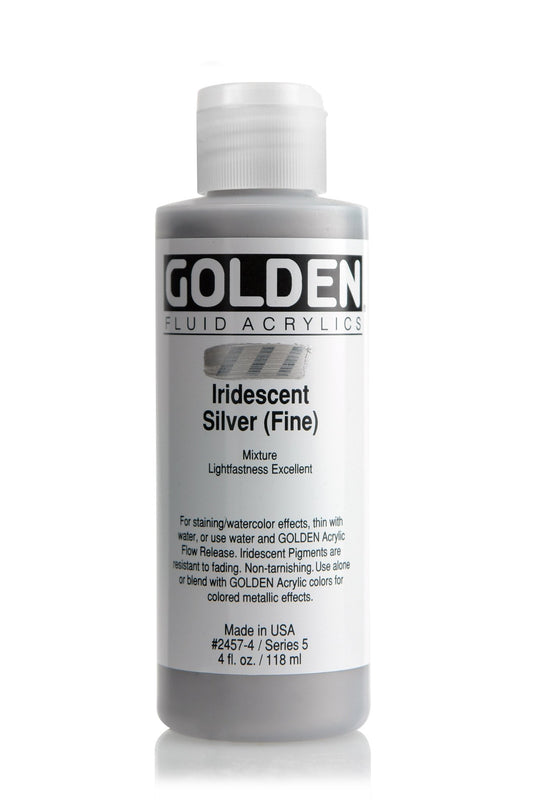 Golden Fluid Acrylic 118ml Iridescent Silver (fine) - theartshop.com.au