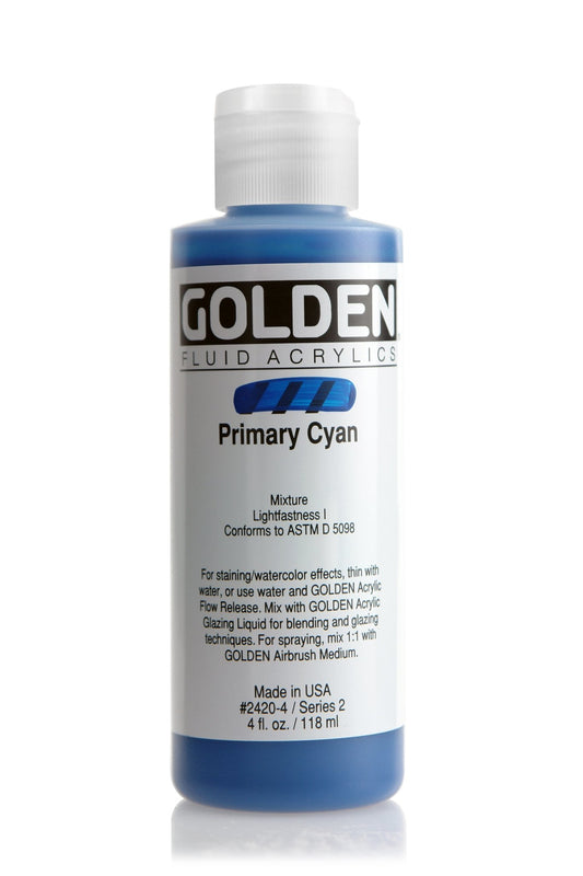 Golden Fluid Acrylic 118ml Primary Cyan - theartshop.com.au