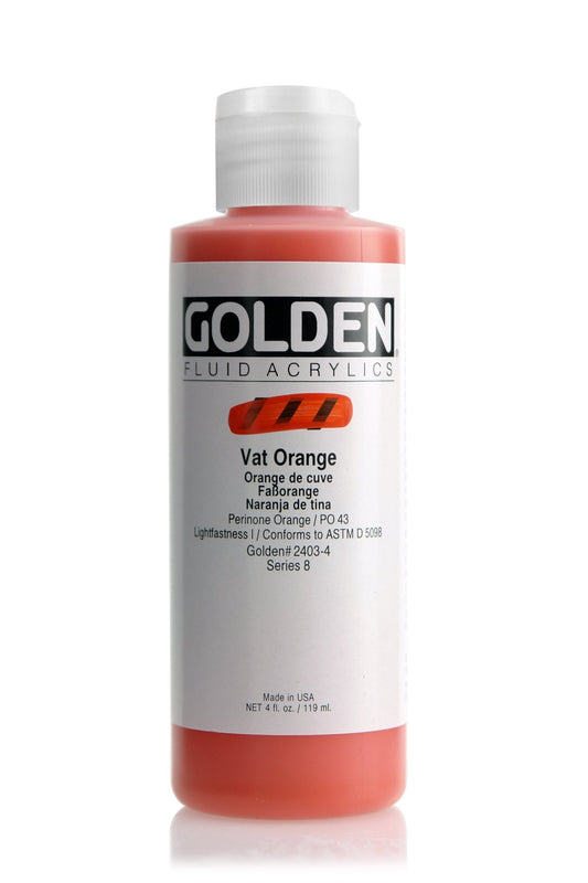 Golden Fluid Acrylic 118ml Vat Orange - theartshop.com.au