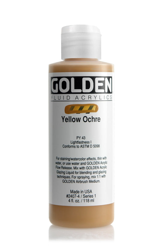 Golden Fluid Acrylic 118ml Yellow Ochre - theartshop.com.au