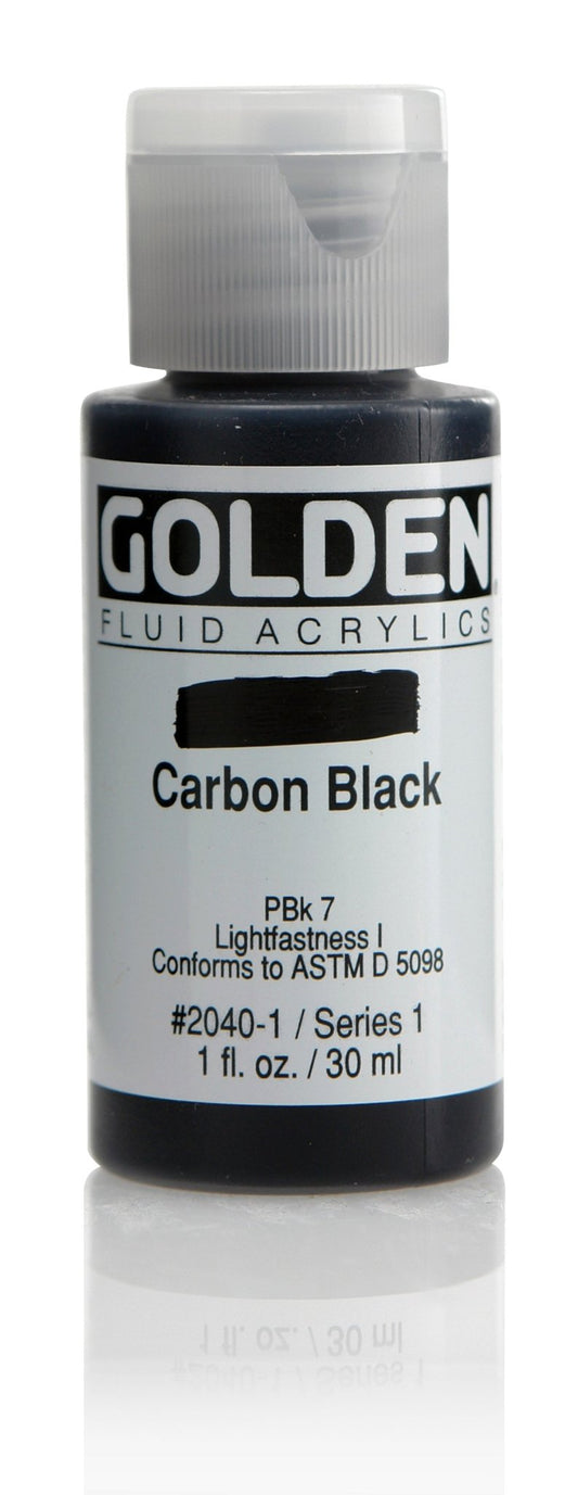 Golden Fluid Acrylic 30ml Carbon Black - theartshop.com.au