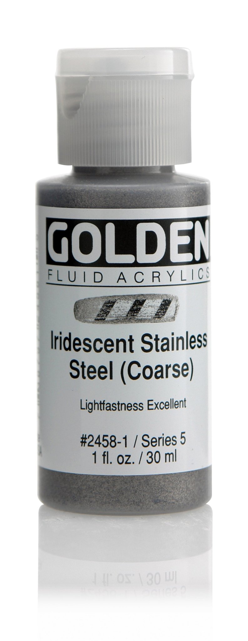 Golden Fluid Acrylic 30ml Iridescent Stainless Steel (course) - theartshop.com.au