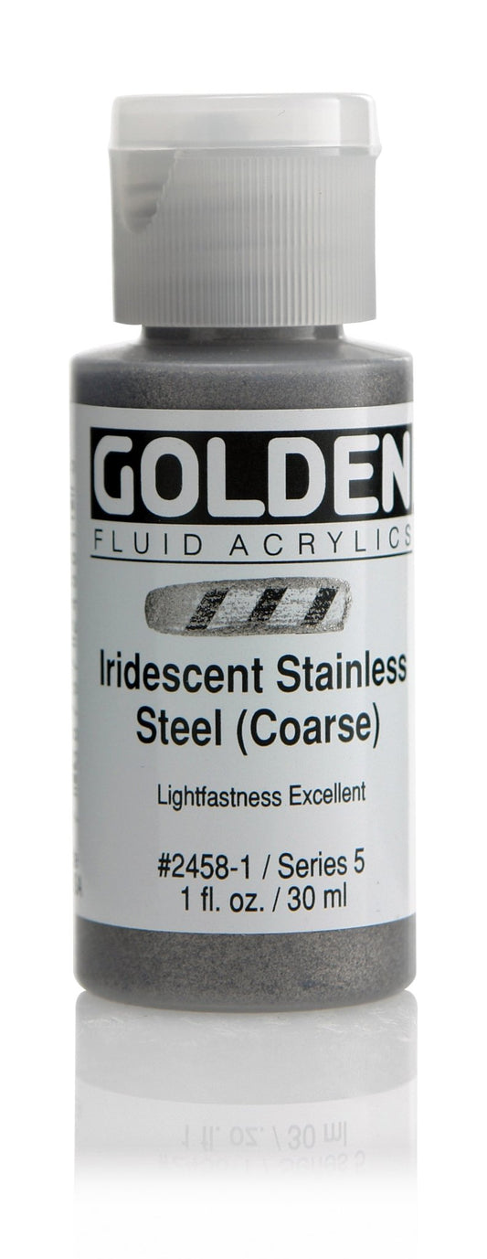 Golden Fluid Acrylic 30ml Iridescent Stainless Steel (course) - theartshop.com.au