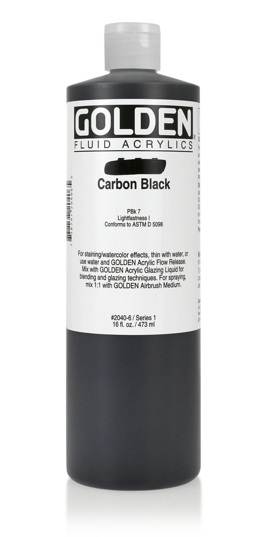 Golden Fluid Acrylic 473ml Carbon Black - theartshop.com.au