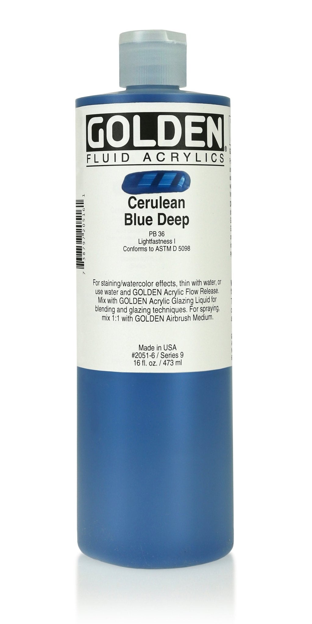 Golden Fluid Acrylic 473ml Cerulean Blue Deep - theartshop.com.au
