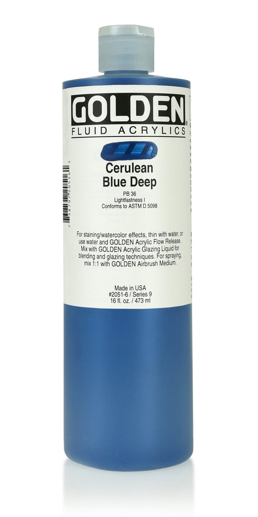 Golden Fluid Acrylic 473ml Cerulean Blue Deep - theartshop.com.au
