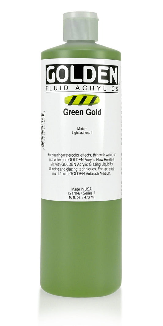 Golden Fluid Acrylic 473ml Green Gold - theartshop.com.au