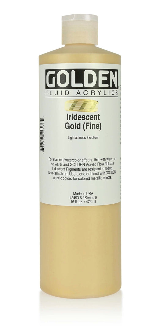 Golden Fluid Acrylic 473ml Iridescent Gold (fine) - theartshop.com.au