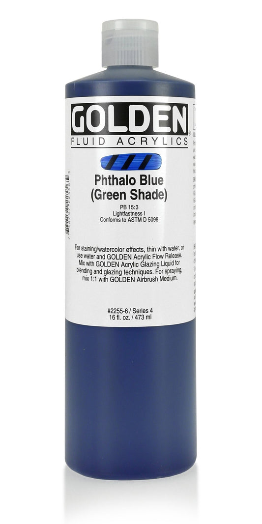 Golden Fluid Acrylic 473ml Phthalo Blue Green Shade - theartshop.com.au