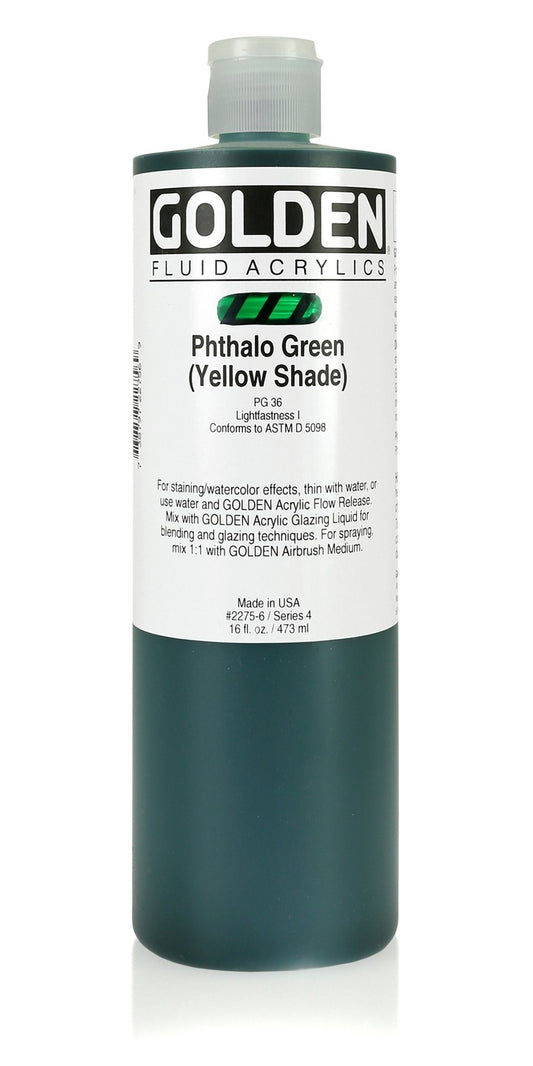 Golden Fluid Acrylic 473ml Phthalo Green Yellow Shade - theartshop.com.au
