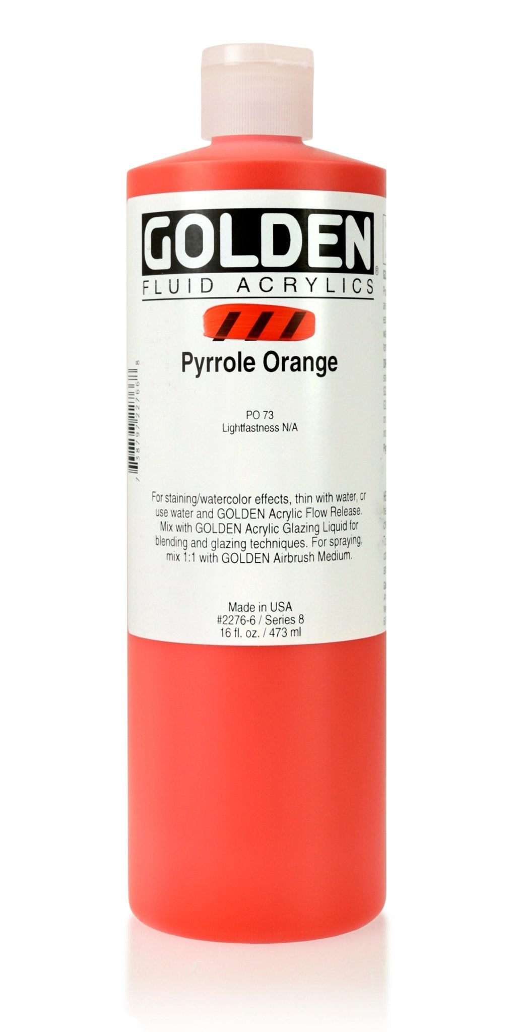 Golden Fluid Acrylic 473ml Pyrrole Orange - theartshop.com.au