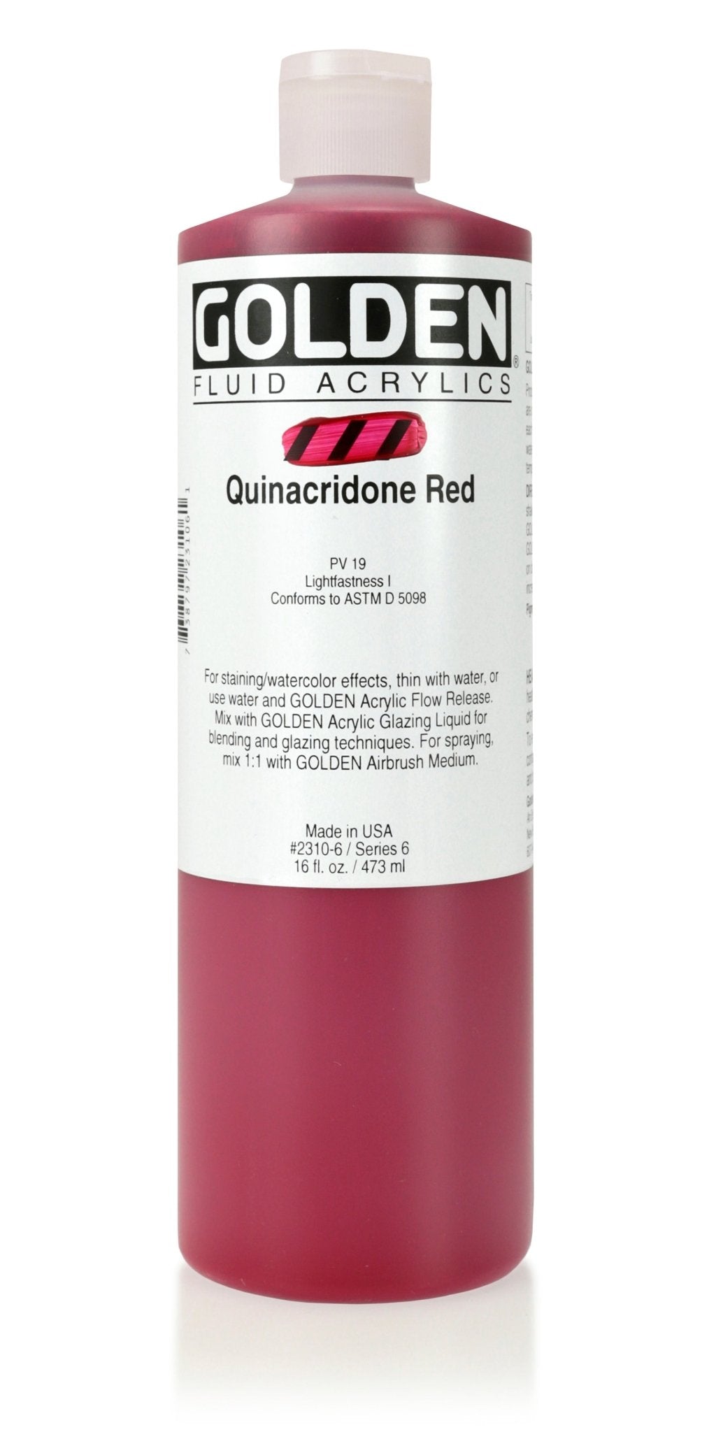 Golden Fluid Acrylic 473ml Quinacridone Red - theartshop.com.au
