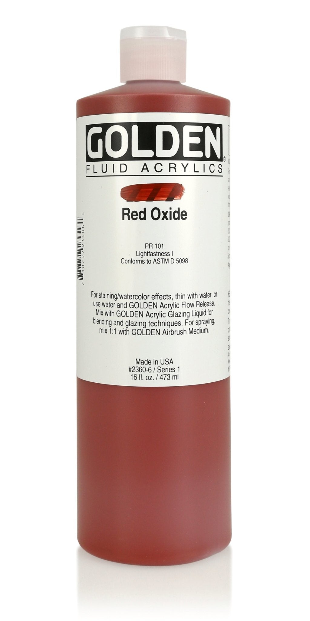 Golden Fluid Acrylic 473ml Red Oxide - theartshop.com.au