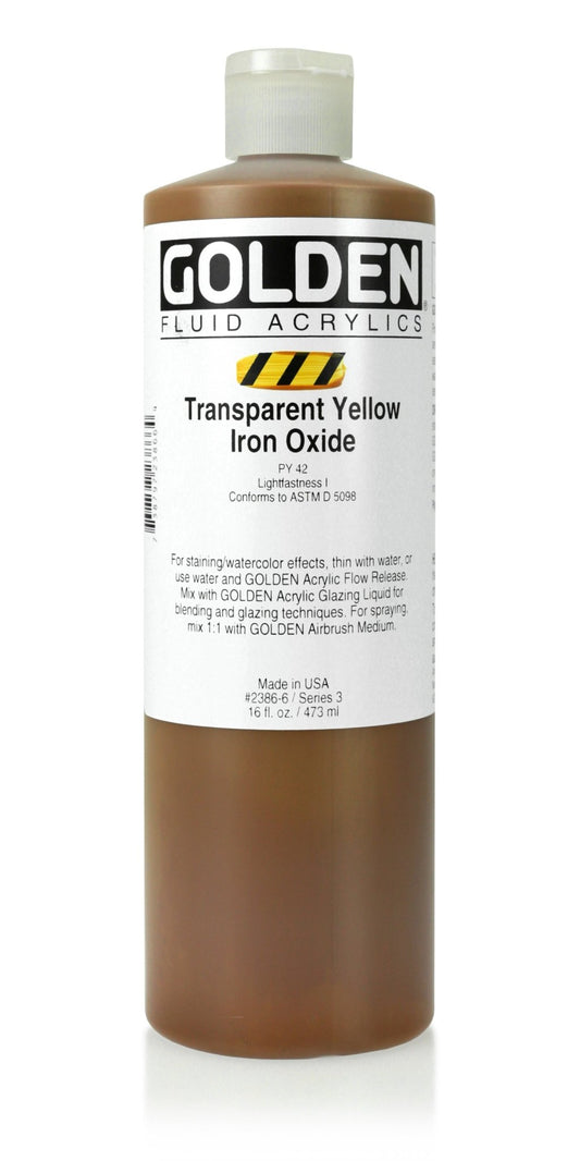 Golden Fluid Acrylic 473ml Transparent Yellow Iron Oxide - theartshop.com.au