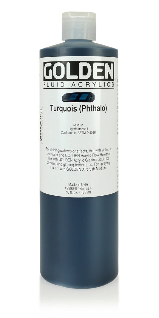 Golden Fluid Acrylic 473ml Turquois (Phthalo) - theartshop.com.au