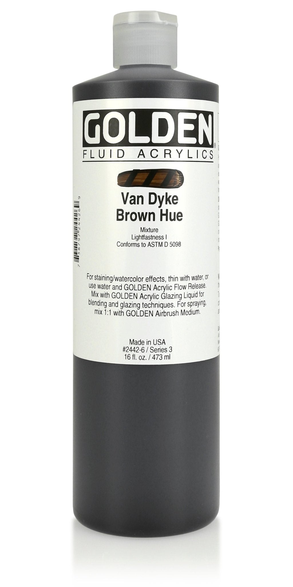 Golden Fluid Acrylic 473ml Van Dyke Brown Hue - theartshop.com.au