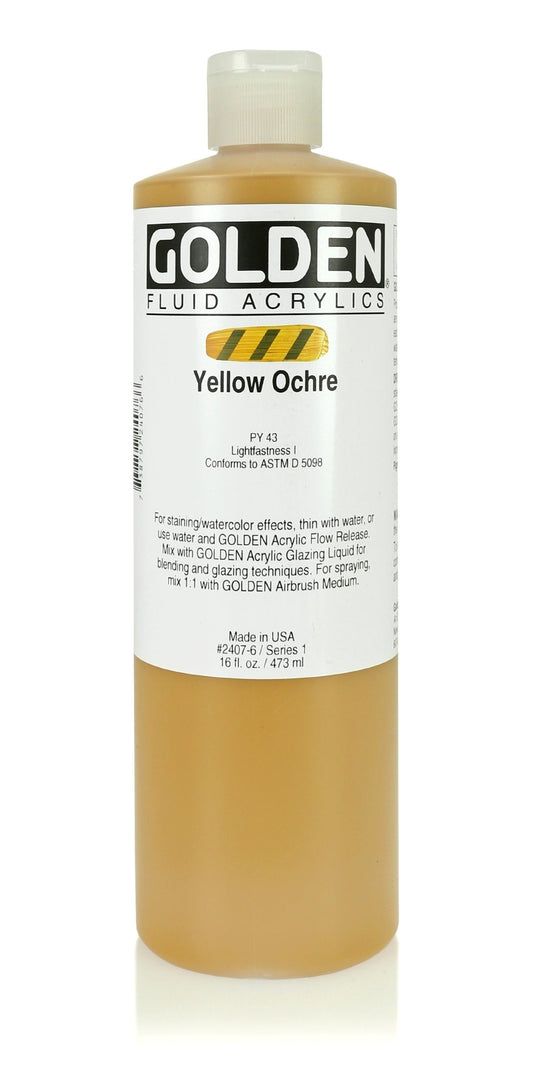 Golden Fluid Acrylic 473ml Yellow Ochre - theartshop.com.au