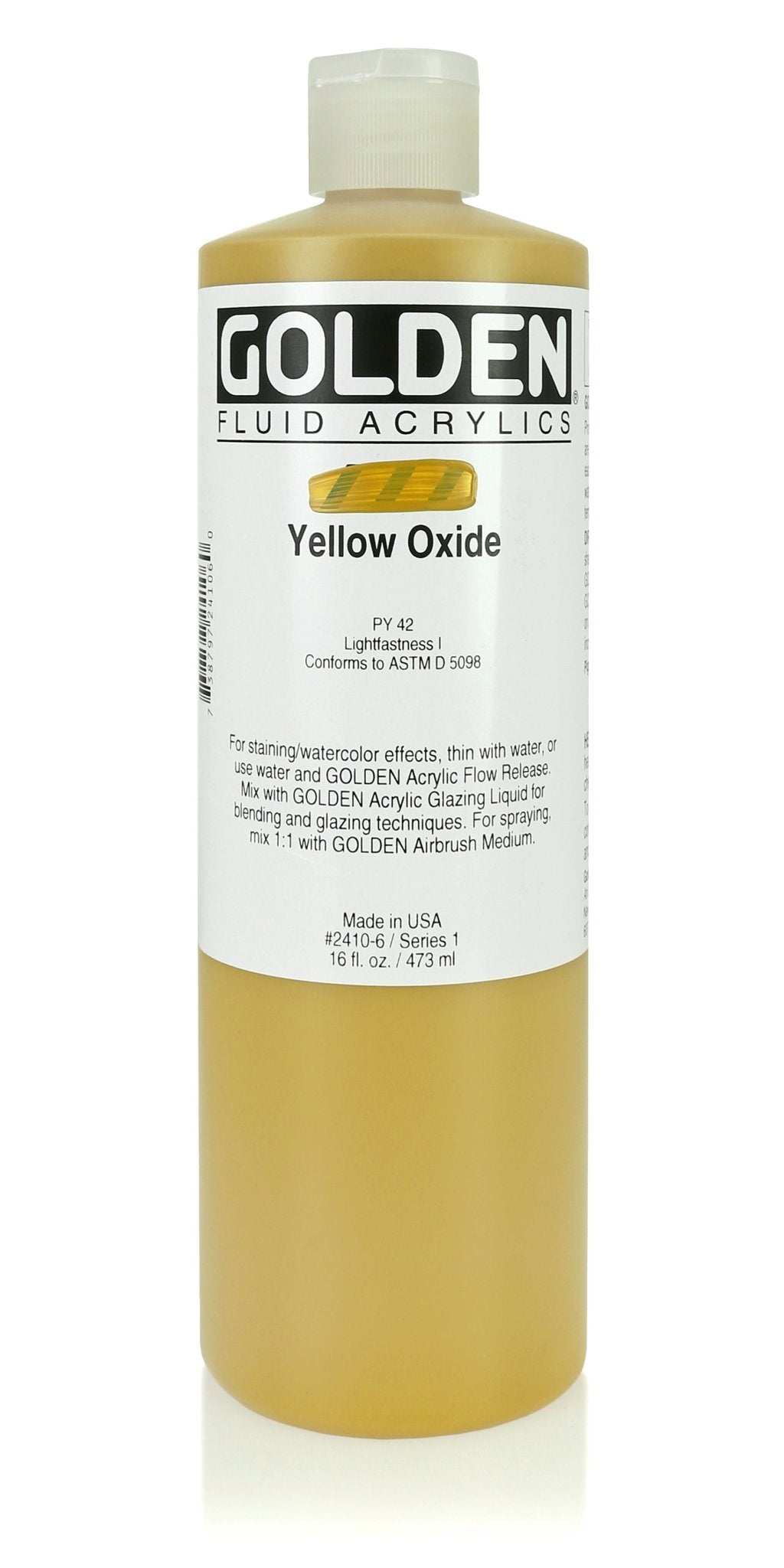 Golden Fluid Acrylic 473ml Yellow Oxide - theartshop.com.au