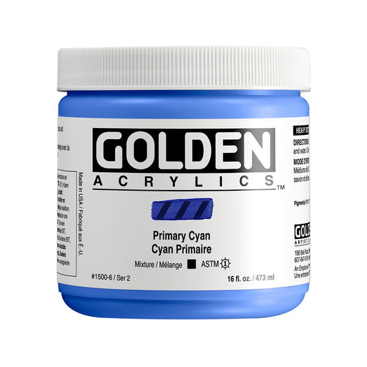 Golden Heavy Body Acrylic 473ml Primary Cyan - theartshop.com.au