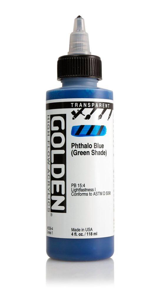 Golden Hi Flow Acrylic 118ml Transparent Phthalo Blue Green Shade - theartshop.com.au