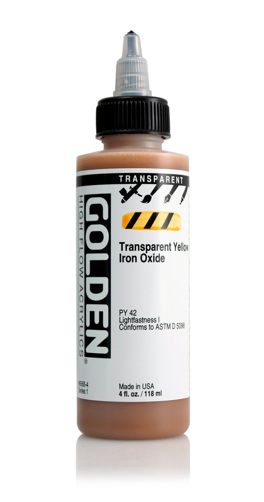 Golden Hi Flow Acrylic 118ml Transparent Yellow Iron Oxide - theartshop.com.au
