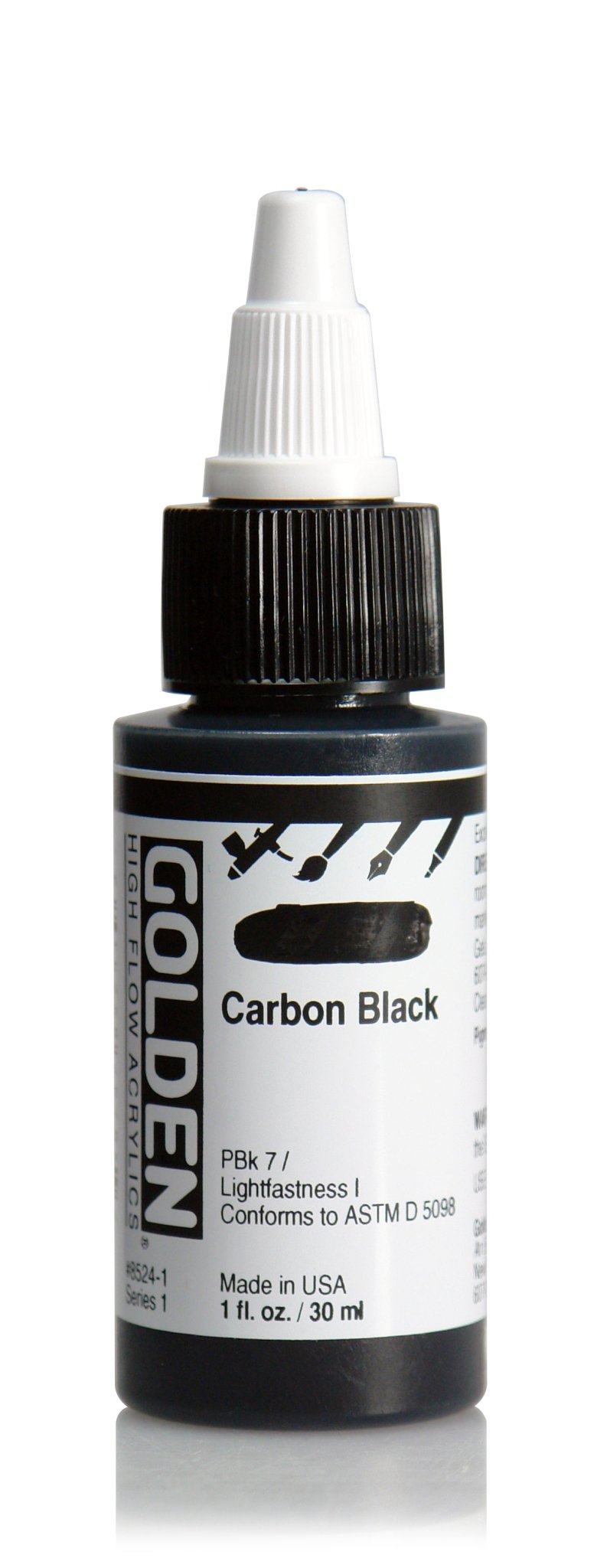Golden Hi Flow Acrylic 30ml Carbon Black - theartshop.com.au