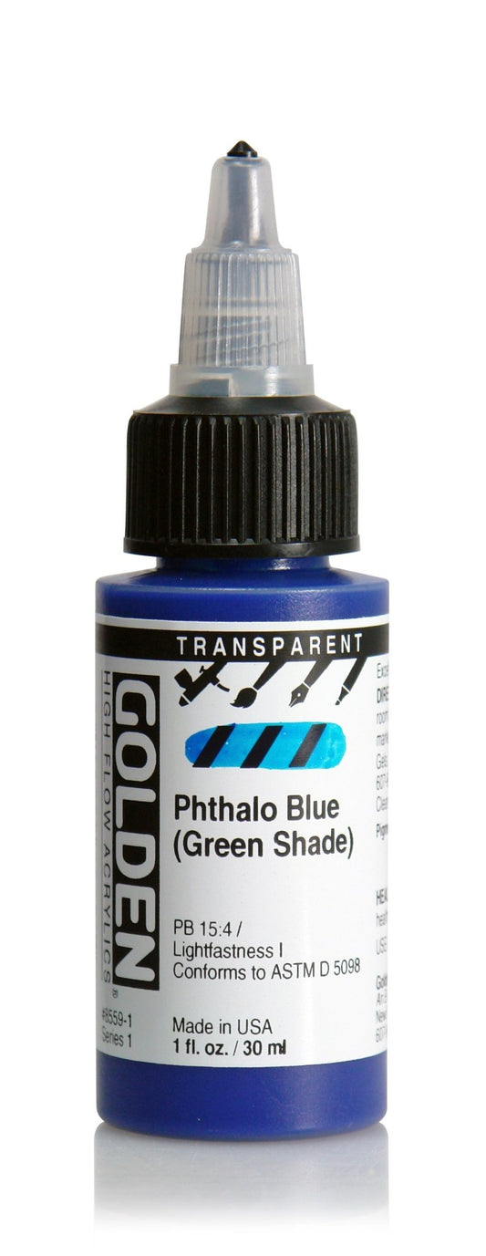 Golden Hi Flow Acrylic 30ml Transparent Phthalo Blue Green Shade - theartshop.com.au