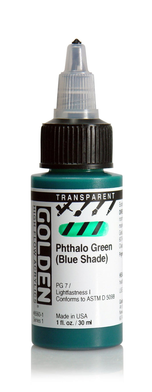Golden Hi Flow Acrylic 30ml Transparent Phthalo Green Blue Shade - theartshop.com.au