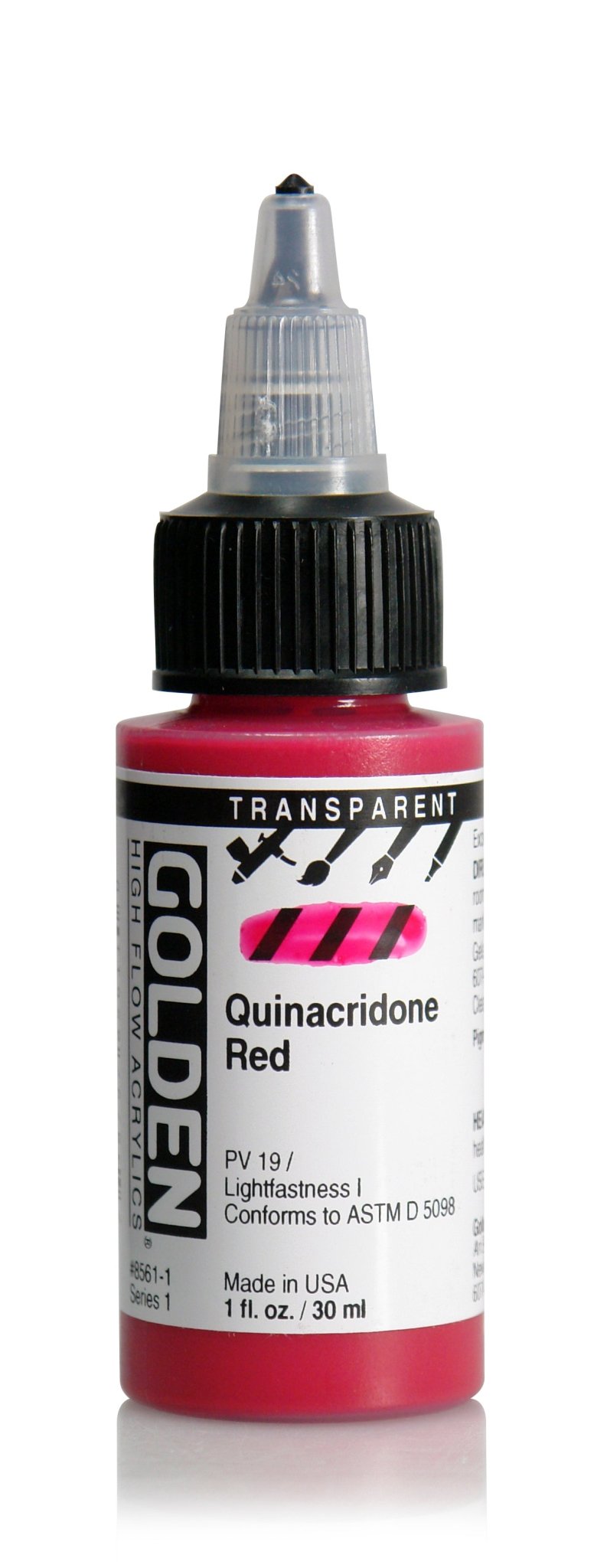 Golden Hi Flow Acrylic 30ml Transparent Quinacridone Red - theartshop.com.au