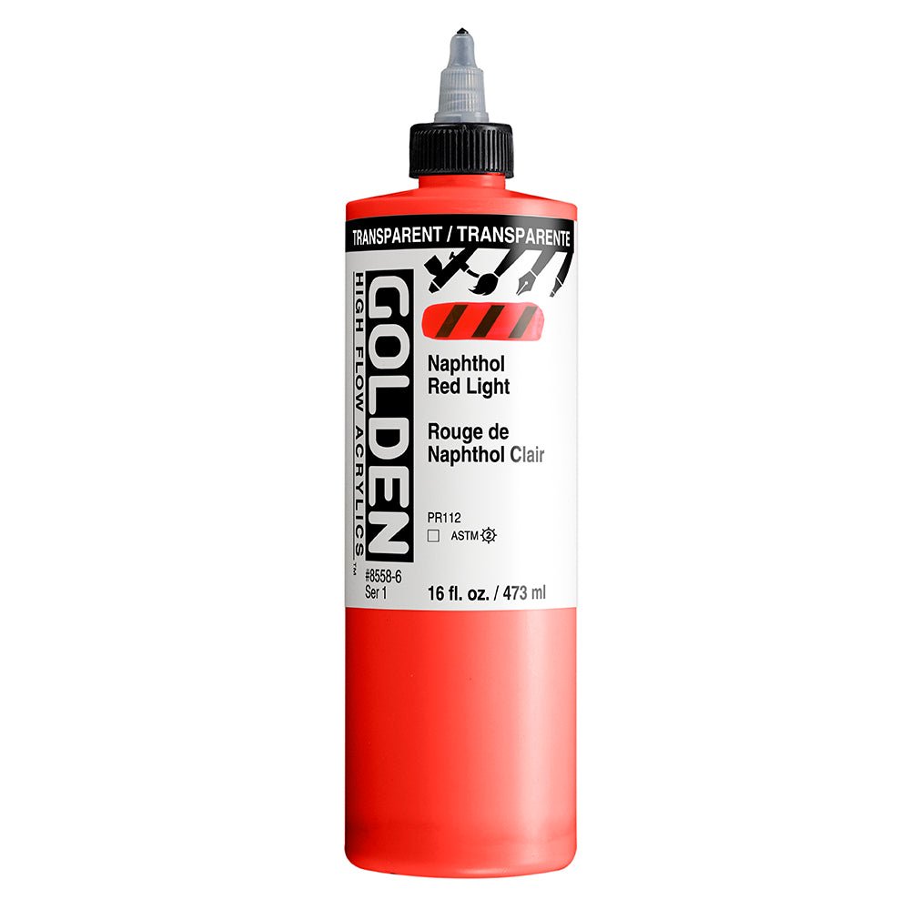 Golden High Flow Acrylic Paint – Transparent Napthol Red Light, 30ml Ink-Like Fluid For Artists