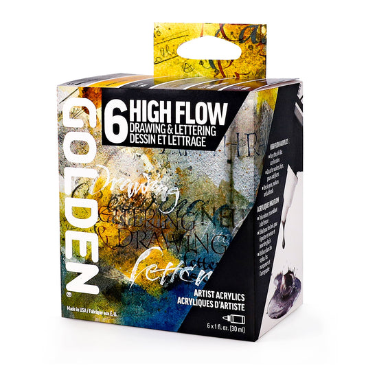 Golden High Flow Drawing & Lettering Set 6 x 30ml - theartshop.com.au