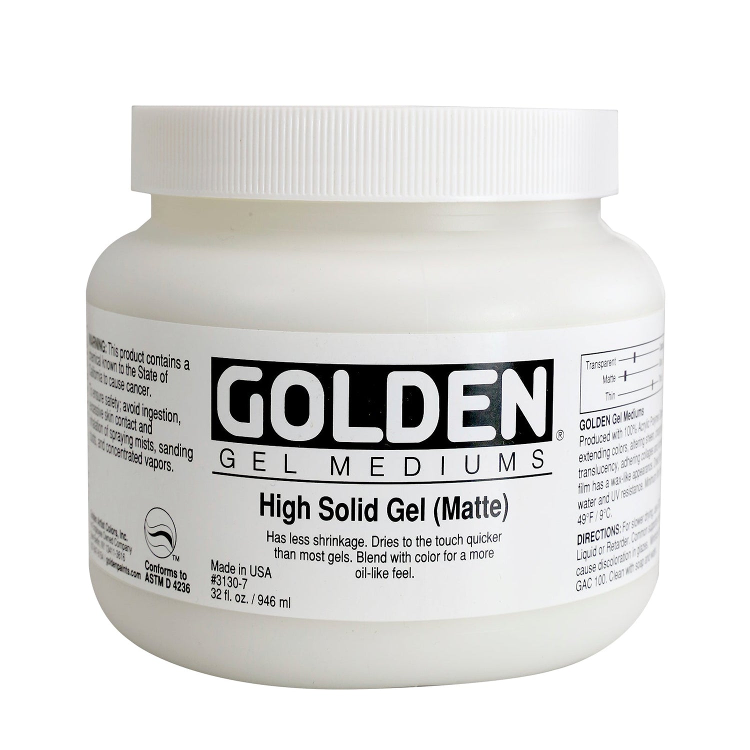Golden High Solid Gel (Matte) 946ml - theartshop.com.au