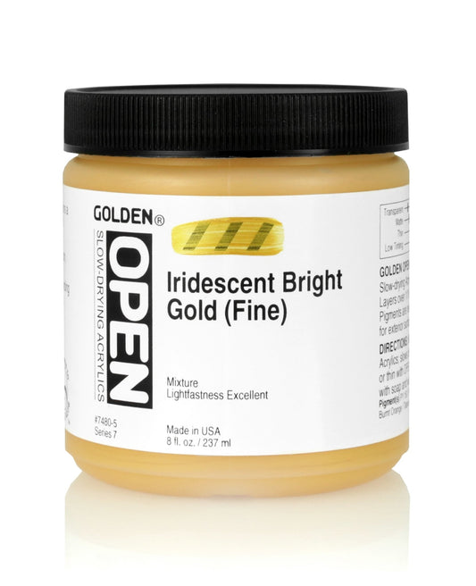 Golden Open Acrylics 237ml Iridescent Bright Gold (Fine) - theartshop.com.au