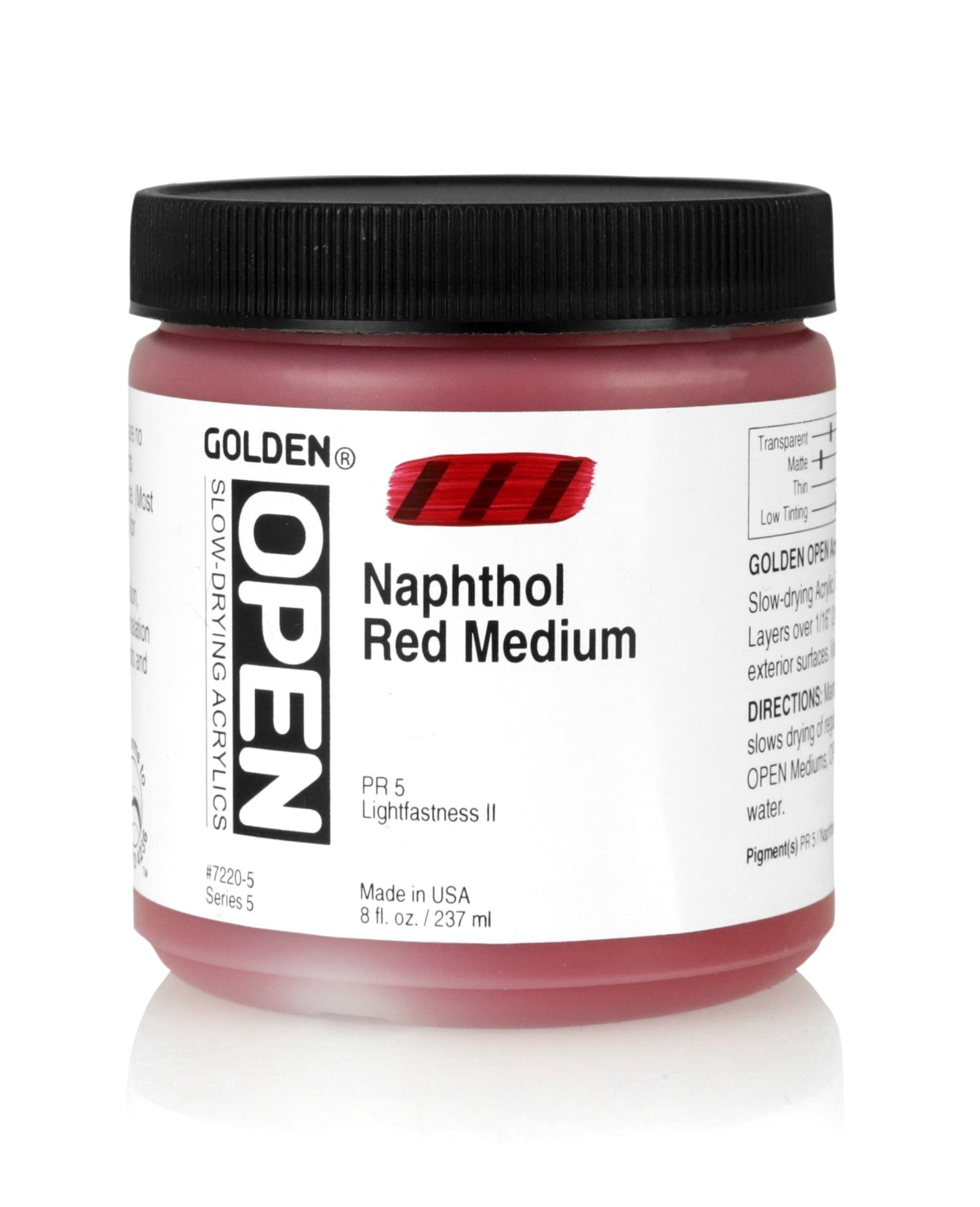 Golden Open Acrylics 237ml Naphthol Red Medium - theartshop.com.au