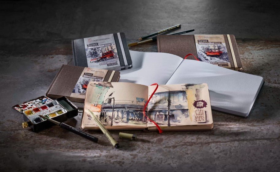 Hahnemuhle Toned Watercolour Book 200gsm Grey 5.5 x 5.5 inch - theartshop.com.au