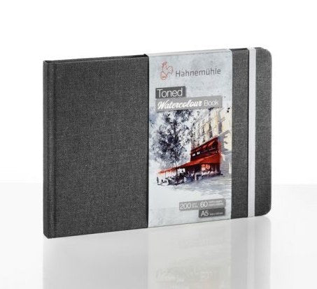 Hahnemuhle Toned Watercolour Book 200gsm Grey A5 Landscape - theartshop.com.au