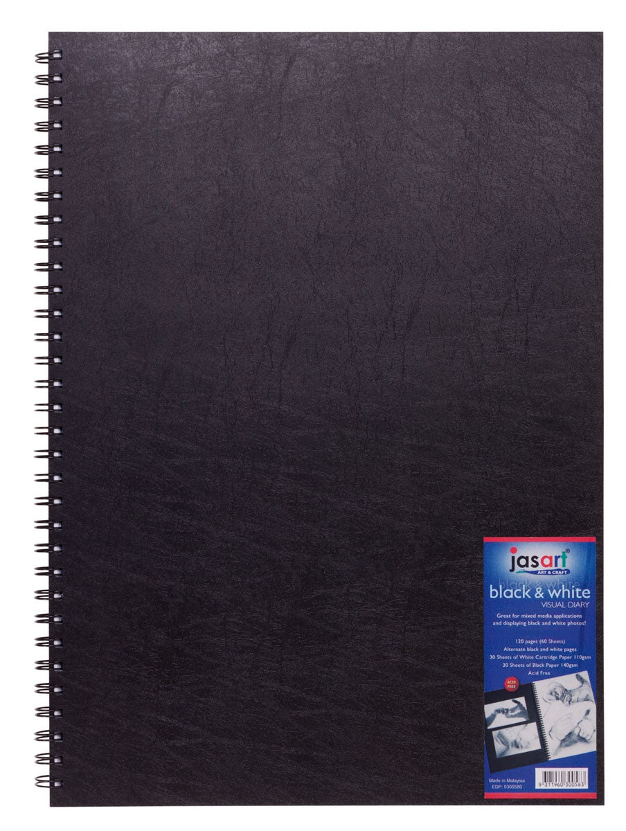 Jasart Black & White Visual Diary A4 - theartshop.com.au