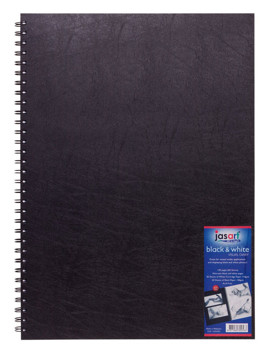 Jasart Black & White Visual Diary A4 - theartshop.com.au