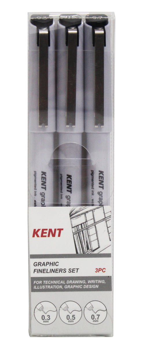 Kent Graphic Fineliner Set 3PC (0.3; 0.5; 0.7mm) - theartshop.com.au